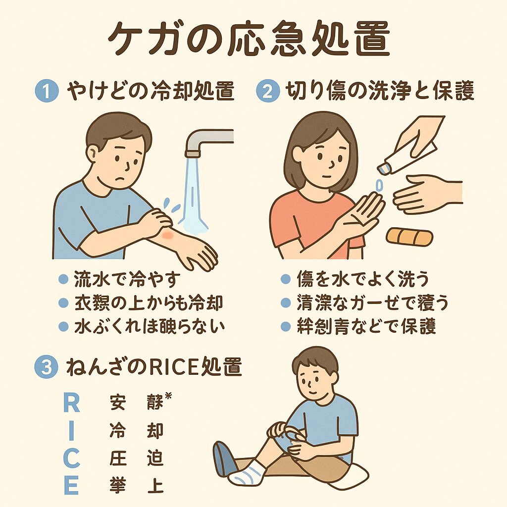 3つの主要なケガの応急処置