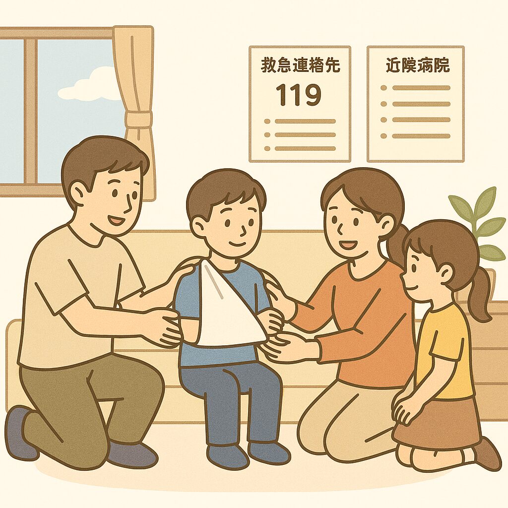 応急処置練習のシーン